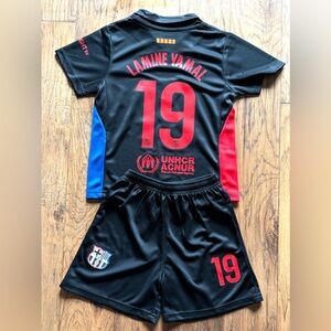 Kids Black and Red Soccer Jersey Set